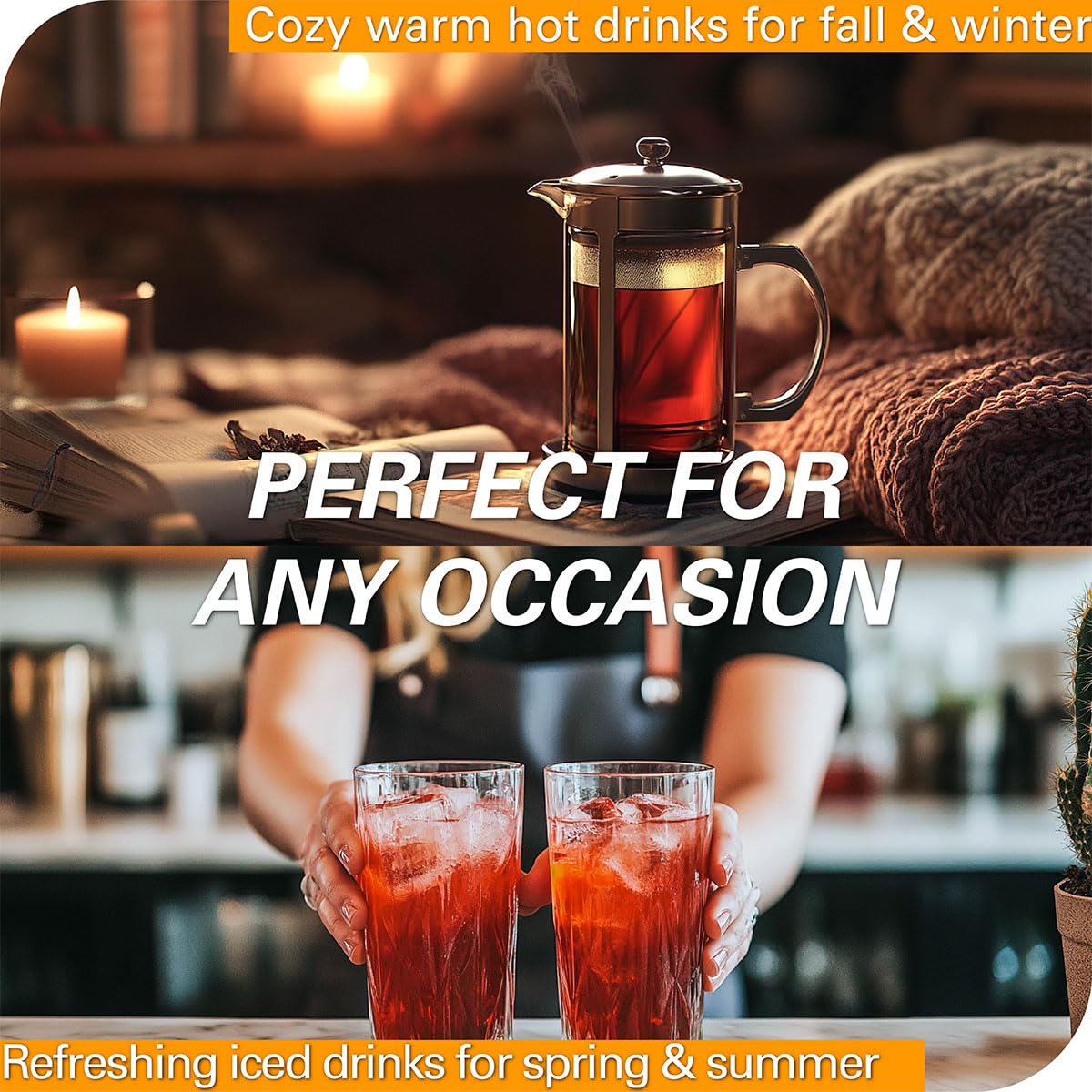 WT WEETEE Orange Spice Herbal Tea Bags, 2.5g x 50 Counts, Sweet Spices Tea Includes Cinnamon, Clove, Orange Peel, Rose Hips, Hibiscus & More, Natural Caffeine-free