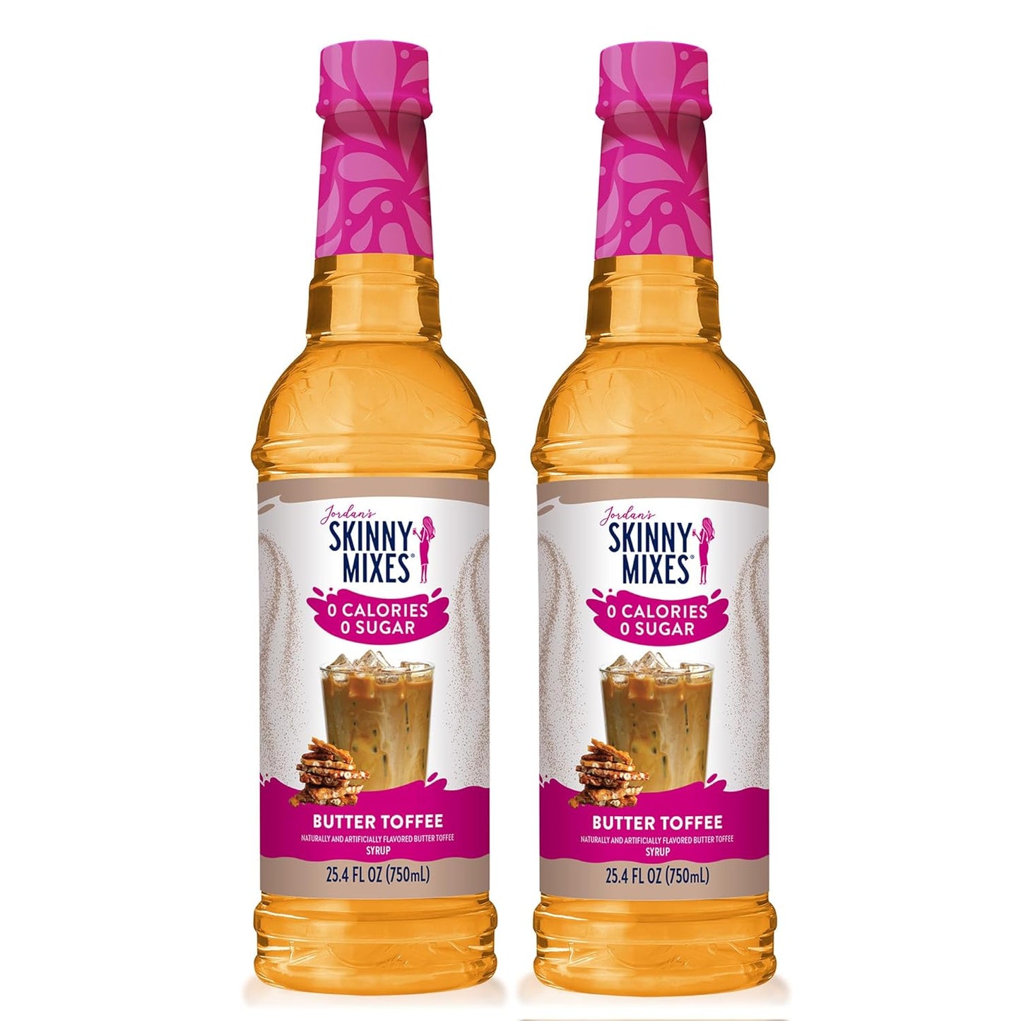 Jordan's Skinny Syrups Butter Toffee, Sugar Free Flavoring Syrup, 25.4 Fl Oz (Pack of 2)