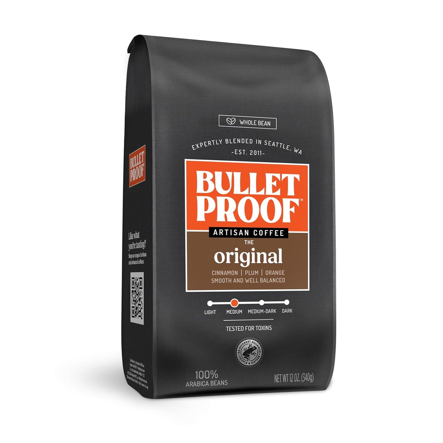 Bulletproof Original Medium Roast Whole Bean Coffee, 12 Ounces, Clean Coffee Tested for Toxins, Packaging May Vary