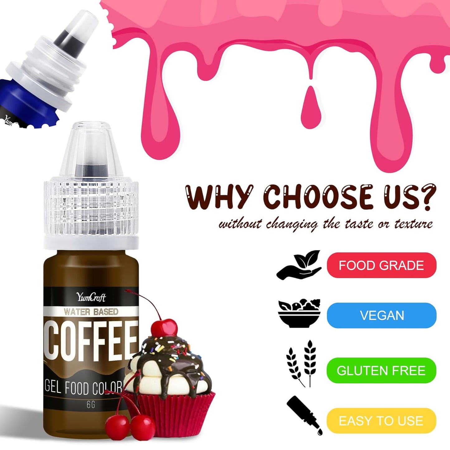 Food Coloring Gel - Vibrant Color Gel Food Coloring for Cake Decorating, Baking, Easter Egg, Icing - Tasteless Food Color Dye for Fondant, Cooking, Slime, Airbrush (Blue, 5.3oz)