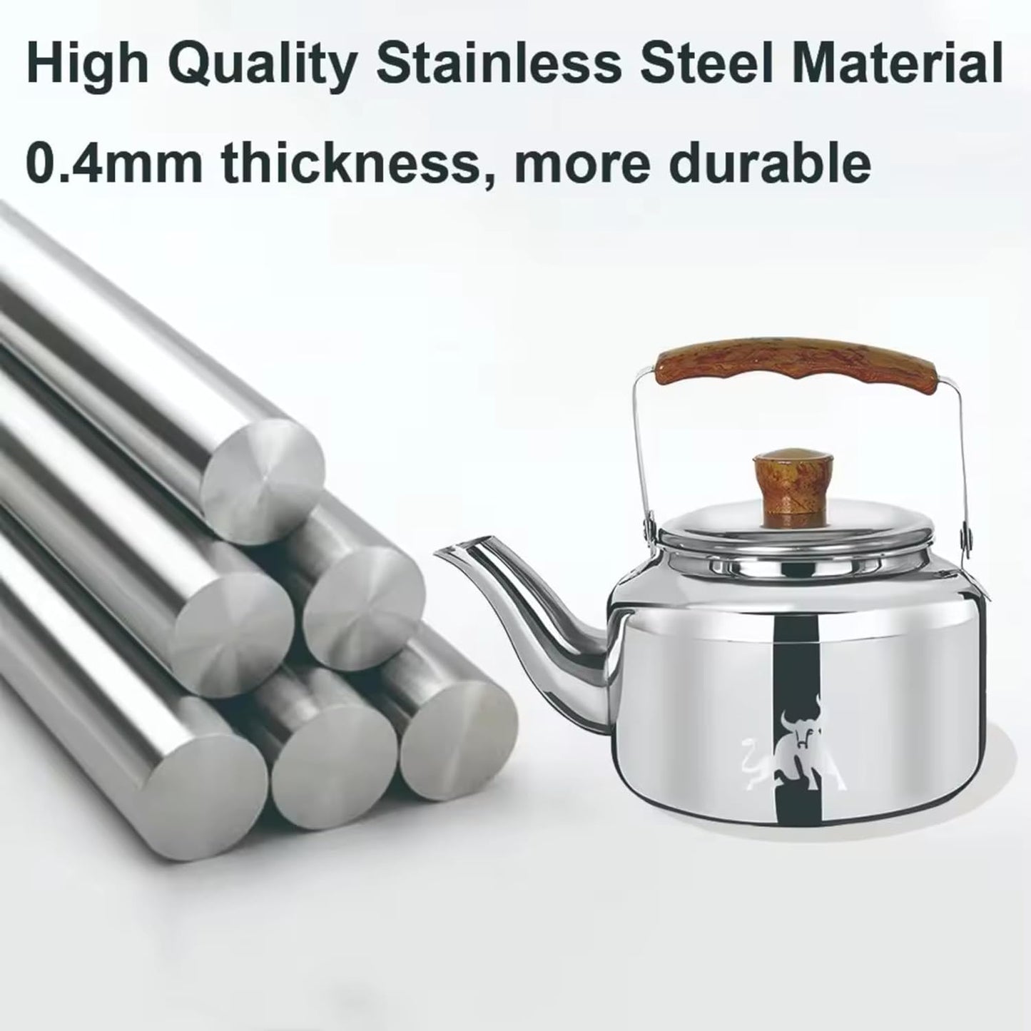 Chandler 3.12 Liter Tea Pots, Vintage Tea Kettle - 0.4mm Stainless Steel Pot - Hard to Dent | Ergonomic Handle with a Cool Grip | Portable Tea Kettle For Camping (Silver Colour)