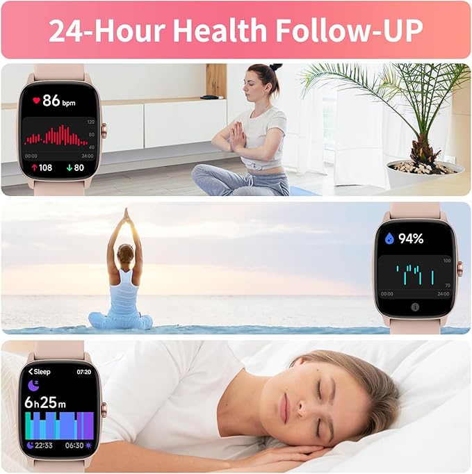 Smart Watch for Men Women, Bluetooth Calling, AI Built-in, IP68 Waterproof, Fitness Tracker, Sleep Monitoring, 1.85'' DIY Dial, 100+ Sports Modes, 7 Days Battery, Compatible with Android & iPhones