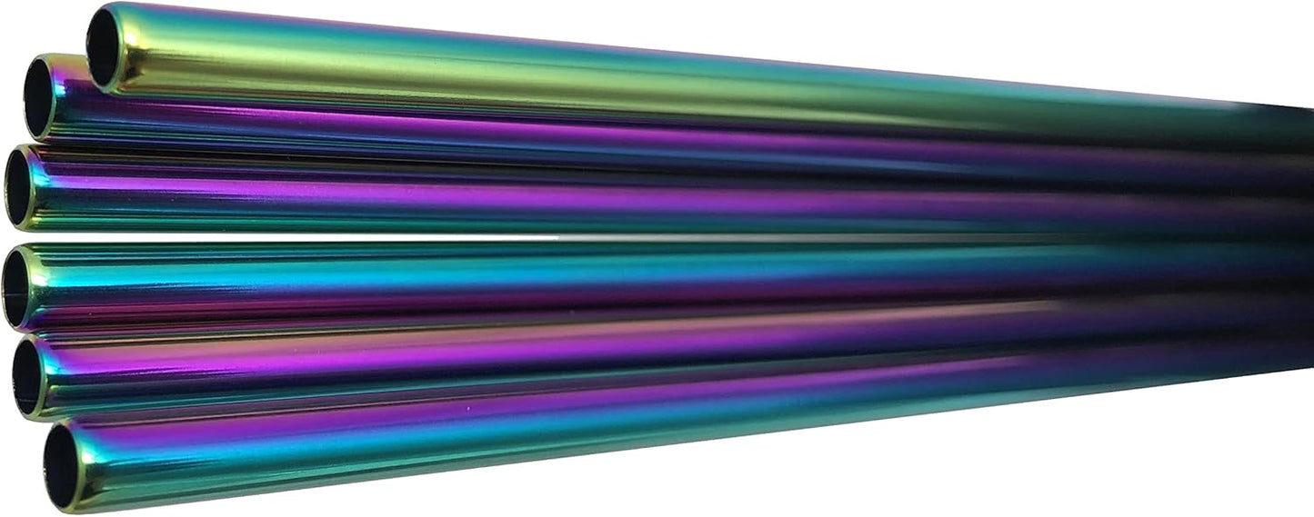 10 Pcs Stainless Steel Straws, Reusable Drinking Straws, Straight Metal Straw Sets with 2 Pcs Cleaning Brushes (10.5 Inch, Colorful)