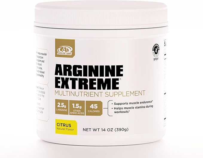 AdvoCare Arginine Extreme Multinutrient Supplement - Pre-Workout Amino Acids Supplement - Supports Stamina & Endurance* - Includes Vitamin B-12, L-Arginine & More - Citrus, 14 oz