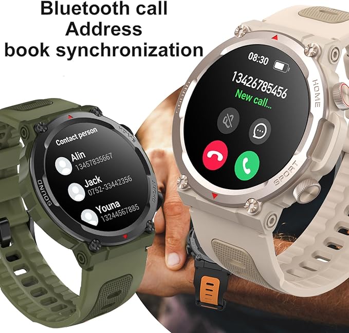 Smart Watches for Men Answer Make Calls Heart Rate Monitor Military Smartwatch for Android iOS Phones Blood Pressure Sleep Tracker Sports Pedometer Waterproof Fitness Watch