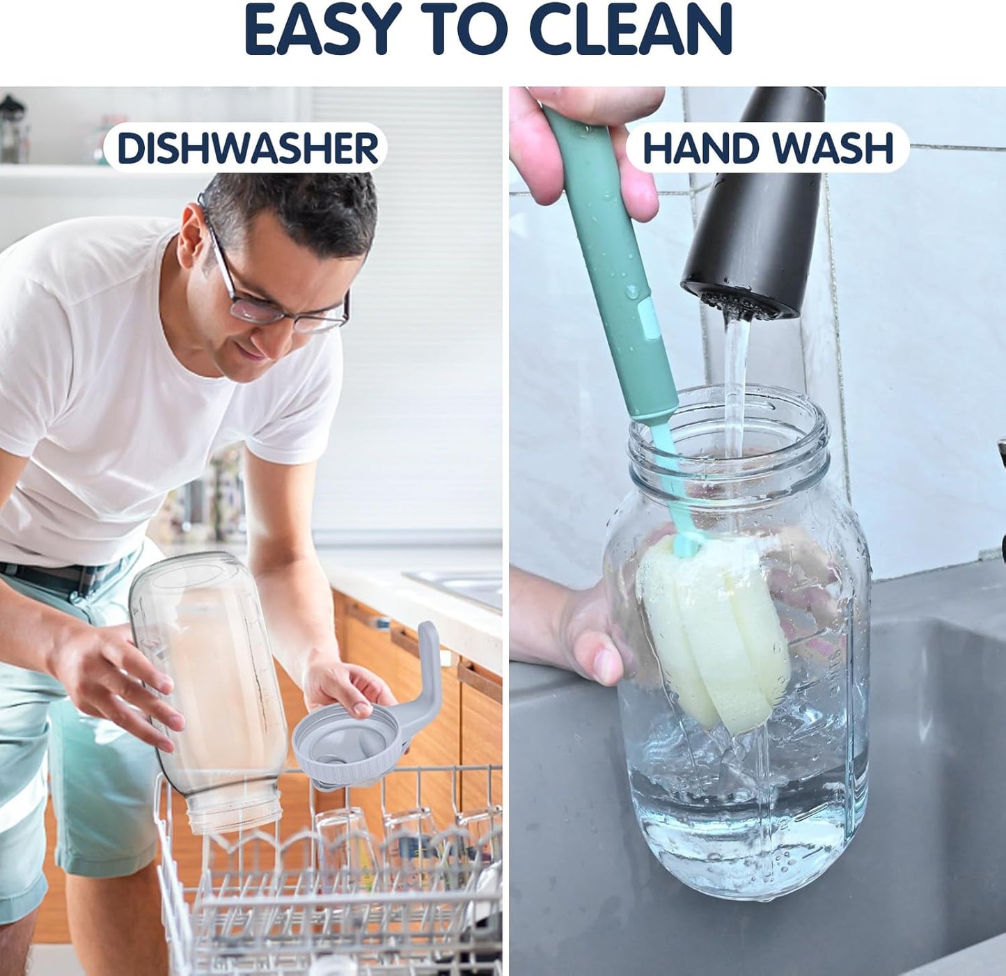 3 Packs 64OZ Glass Pitcher with Lid, Wide Mouth Mason Jar Water Jug, Leak-Proof Airtight Mason Jar for Cold Brew Coffee, Iced tea, Milk, Food Storage, Sun Tea