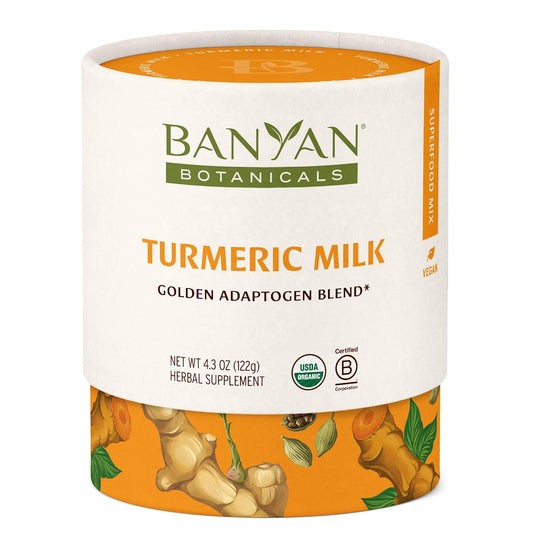 Banyan Botanicals Turmeric Milk – Organic Turmeric Latte Mix with Ashwagandha & Cardamom – Instant Caffeine Free Golden Milk with Maple Sugar – 4.3 oz, 26 servings –Non GMO Sustainably Sourced Vegan