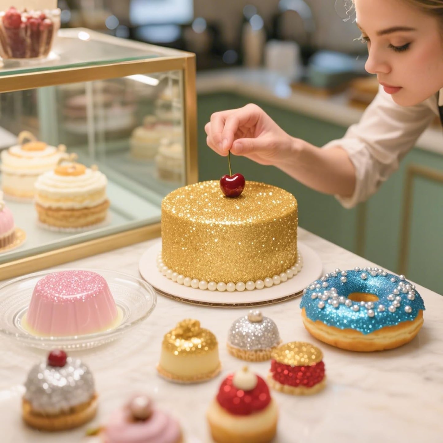 Edible Pink Glitter for Drinks,10g Pink Sprinkles Cake Decorating Supplies,Edible Luster Dust for Cocktail Beverages,Halloween Food Spray,Food Coloring Shimmer Powder for Baking,Cake Cupcakes Cookies Drinks Eggs Candy Strawberries Decorations