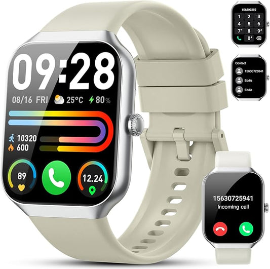 Smart Watch(Answer/Make Call), 1.96" HD Smartwatch for Men Women, 2025 Fitness Watch with 110+ Sport Modes/Heart Rate/Sleep Monitor/Pedometer, IP68 Waterproof Fitness Activity Tracker for Android iOS
