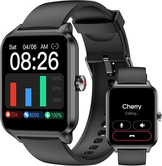 Smart Watch(Answer/Make Call), 1.69" Fitness Tracker with Heart Rate Blood Oxygen Monitor, Sleep Monitor Health Tracker, 100+ Sports Modes, Step Counter, IP68 Waterproof Fitness Watch for Android iOS