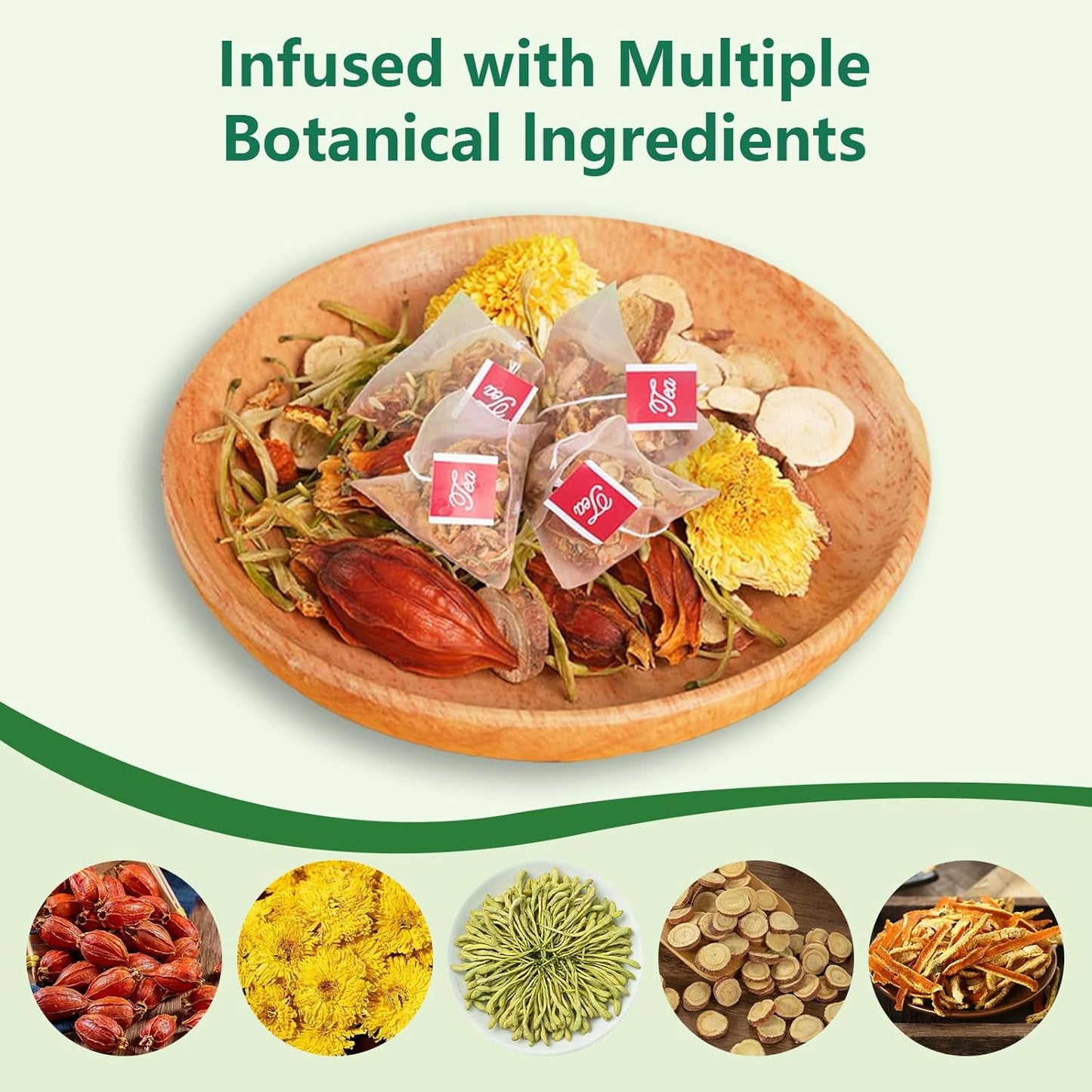 12 Tea Bags Chicory & Gardenia Herbal Tea - Gardenia, Chicory, Honeysuckle, Licorice, Tangerine Peel, Natural Sugar Free Blend, Vegan & Caffeine Free (1pc)