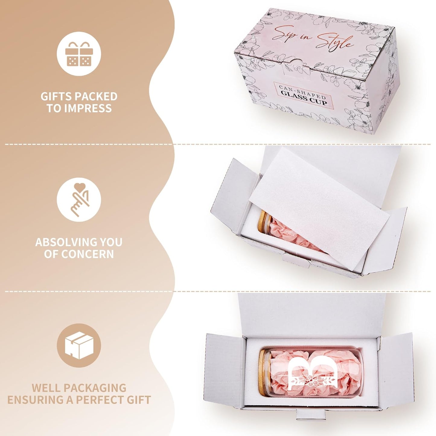 Personalized Gifts for Women, Monogrammed Glass Cups with Lids and Straws, Custom Tumbler, Cute Customized Mug, Aesthetic Stuff, Initial Iced Coffee Cup, Drinking Glasses, Birthday Teacher Gifts, C