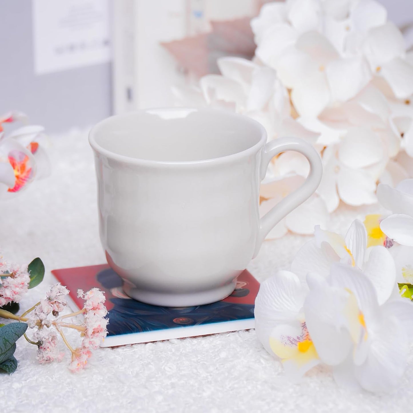 Ceramic Coasters Set of 4 – Square Drink Coasters with Cork Backing, 3.9x3.9 Inches – Decorative Printed Designs for Home, Office, or Gift Use (Starry Cats)