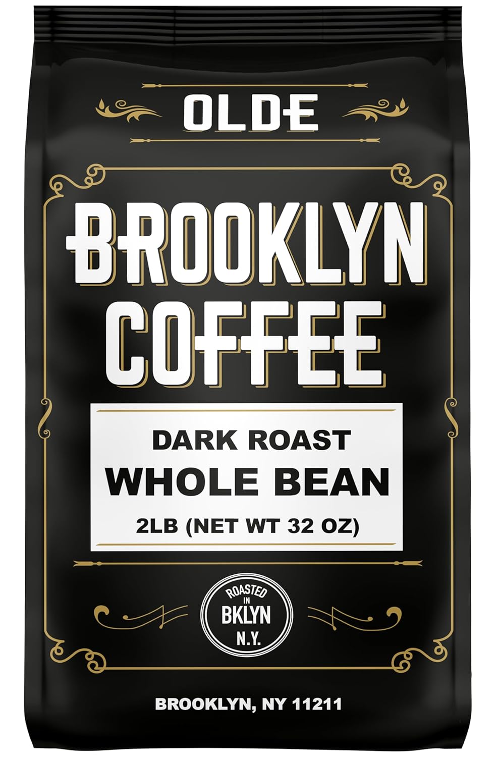 BROOKLYN COFFEE Whole Bean, Classic Dark Roast (2lb) Bold, Smooth Taste, Intense Aroma - Fresh Bulk Coffee Beans Roasted Weekly in NYC