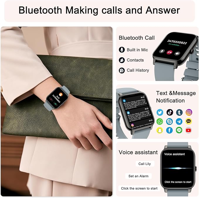 Smart Watch for Men Fitness Tracker: Smart Watches for Men Digital Womens Watches Make/Answer Call Waterproof Running Smartwatch Android Phone iPhone Samsung Compatible Heart Rate Monitor