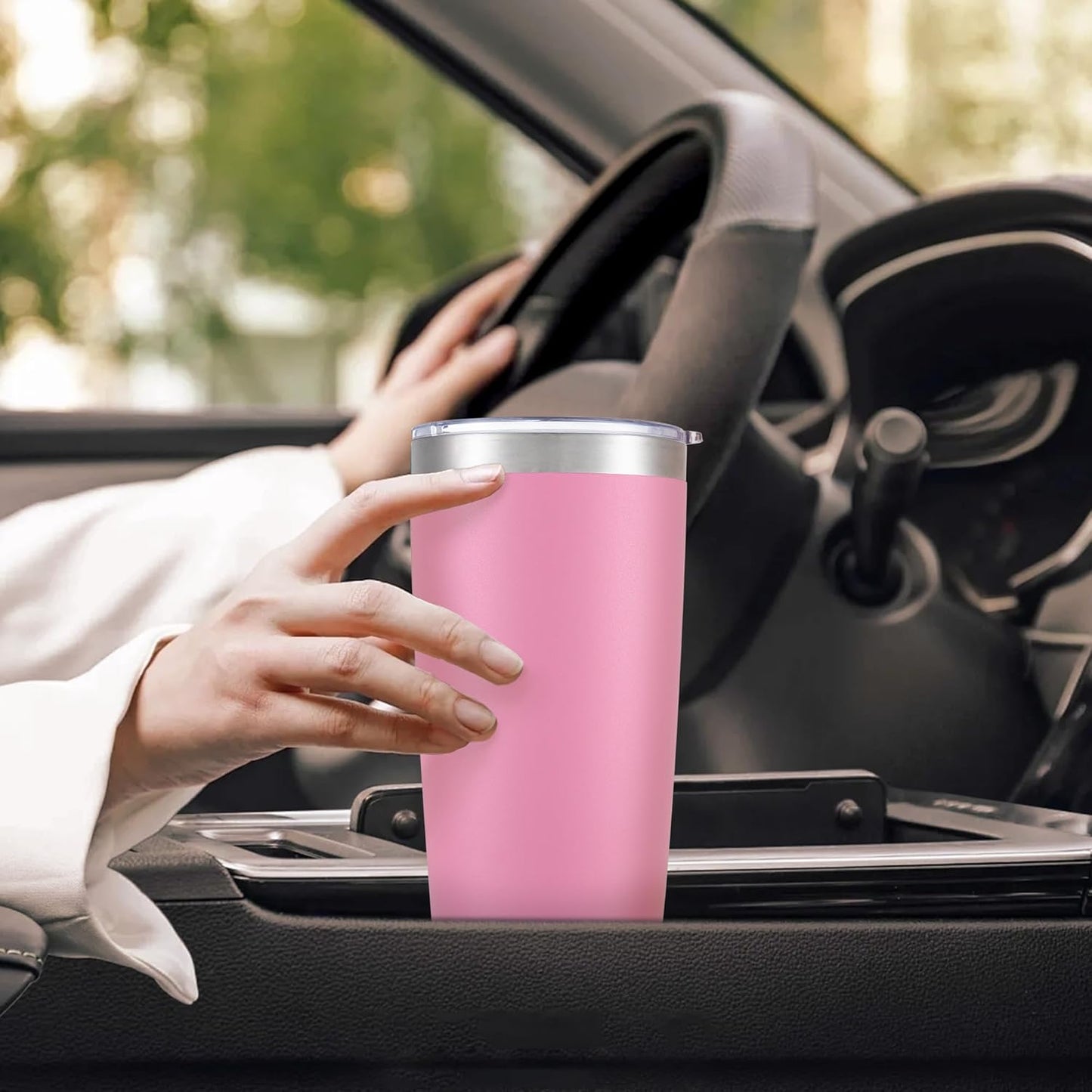 20 oz Tumbler with Lid Stainless Steel Insulated Tumblers Bulk Double Wall Vacuum Cups Powder Coated Travel Mug Keep Drinks Cold and Hot, Pink, 4 Pack