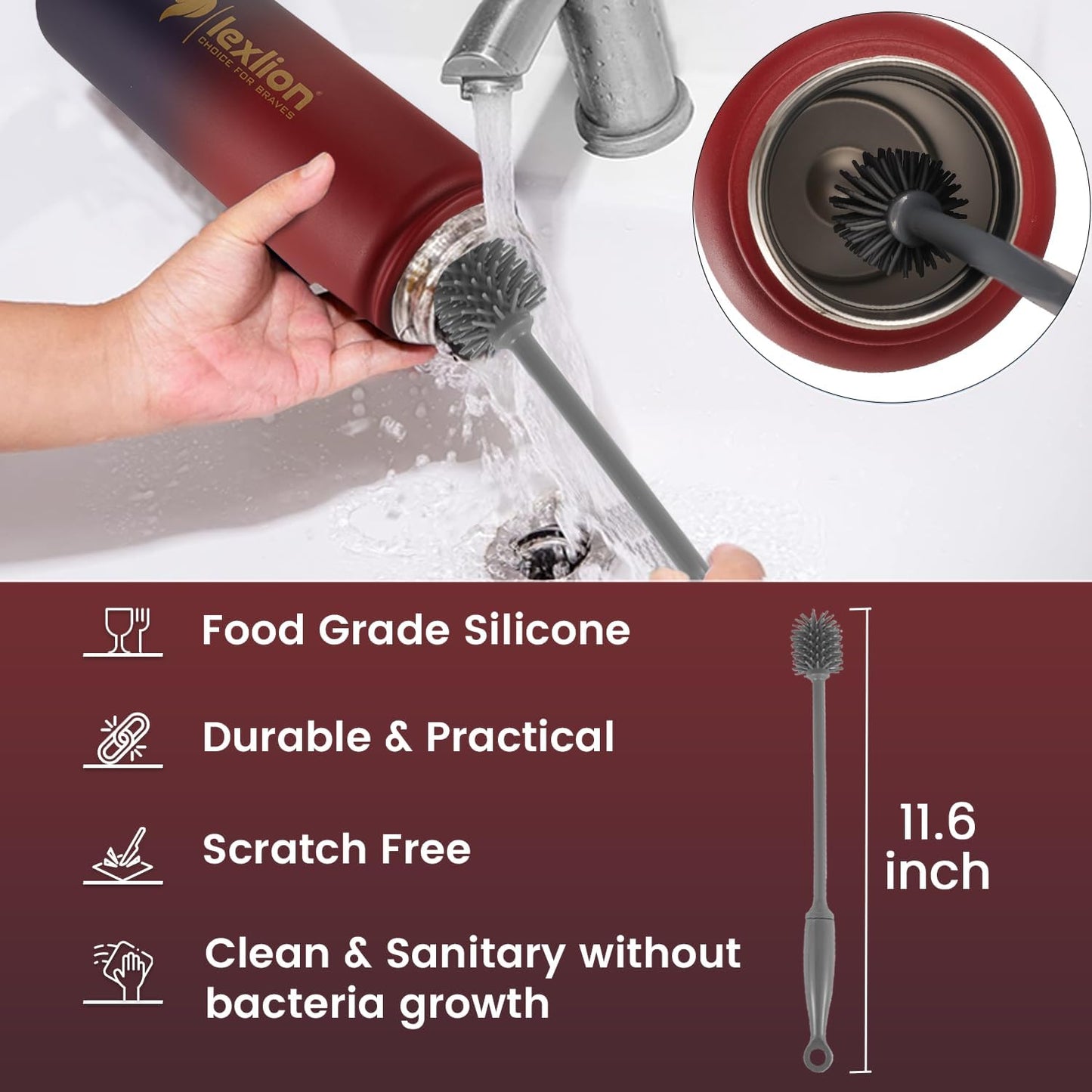 Lexlion 22 Oz Fruit Infuser Water Bottle - Triple Walled Insulated Stainless Steel, Thermal Leaf Infuser, Silicone Sleeve, 3 Leakproof Lids, Metal Mug Gallon