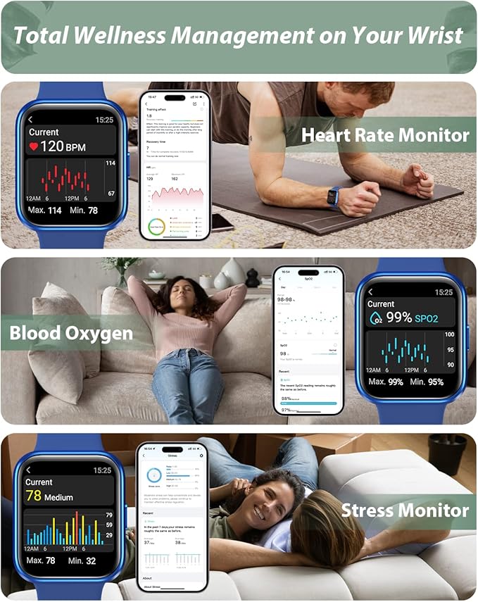 Smart Watch for Men Women(Call Receive/Dial), Alexa Built-in, 1.8" Touch Screen Fitness Tracker with Heart Rate Sleep Tracking, 100 Sports Modes, 5ATM Waterproof Smartwatch for Android iPhone