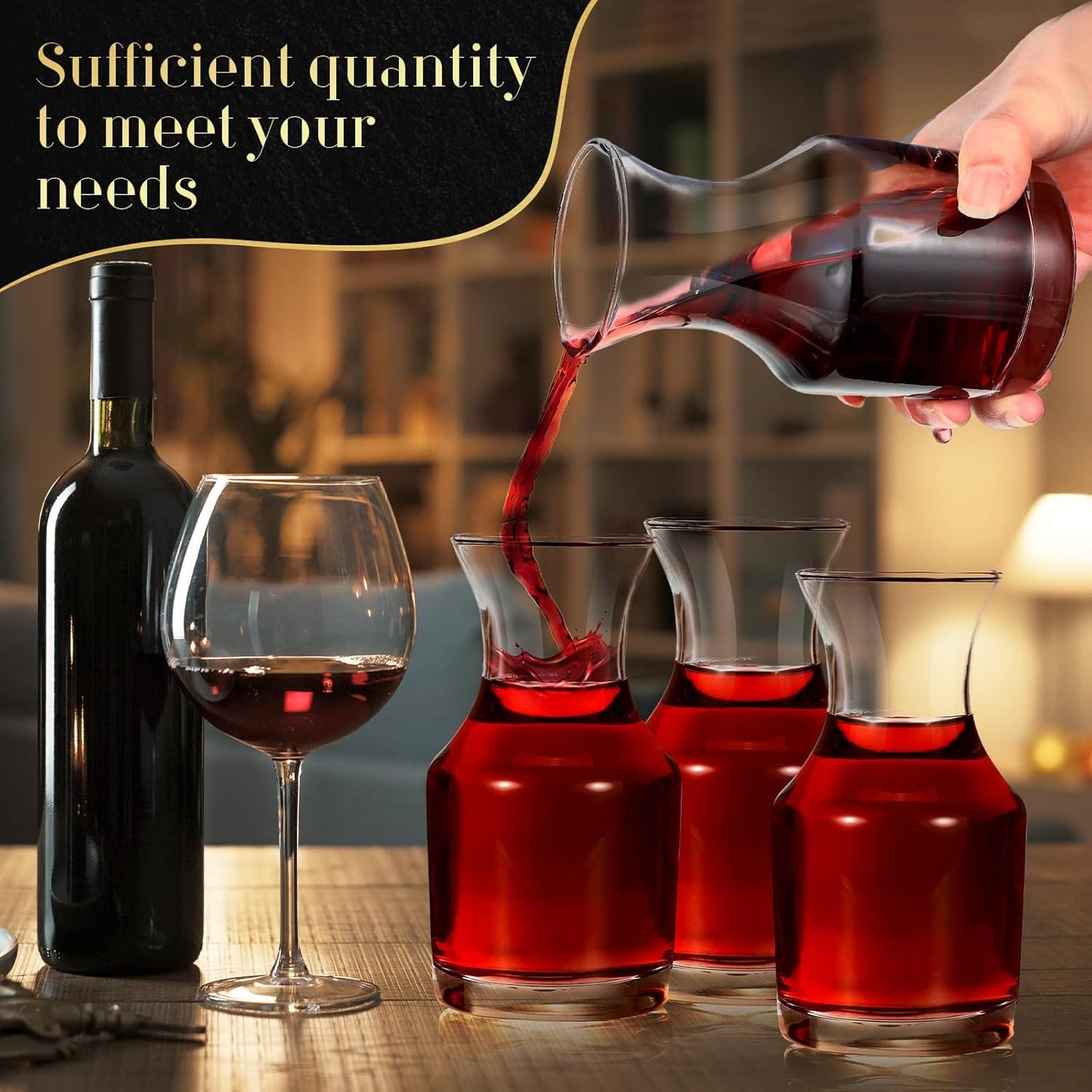 24 Pack Single Serving Wine Carafe Glass Small Mini Carafe Individual Wine Refill Decanter for Dinner Parties Tastings Bars Restaurants (6.5 oz)