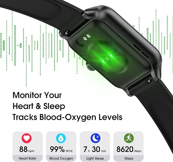 Smart Watch (Answer/Make Call) for Women Men, Fitness Tracker with Heart Rate, Blood Oxygen, Sleep Tracker, IP68 Waterproof Fitness Watch Step Calorie Counter Pedometer Compatible iPhone & Android