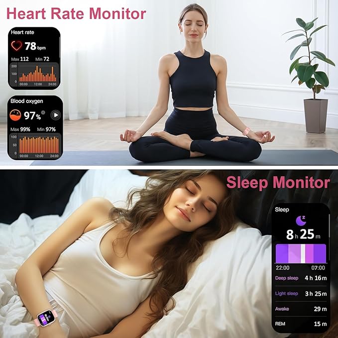Smart Watch(Answer/Make Calls), 1.91" Smartwatches for Women Men, Fitness Tracker with 110+ Sport Modes, IP68 Waterproof, Heart Rate/Sleep/Spo2 Monitor, Pedometer, Activity Tracker for Android iOS