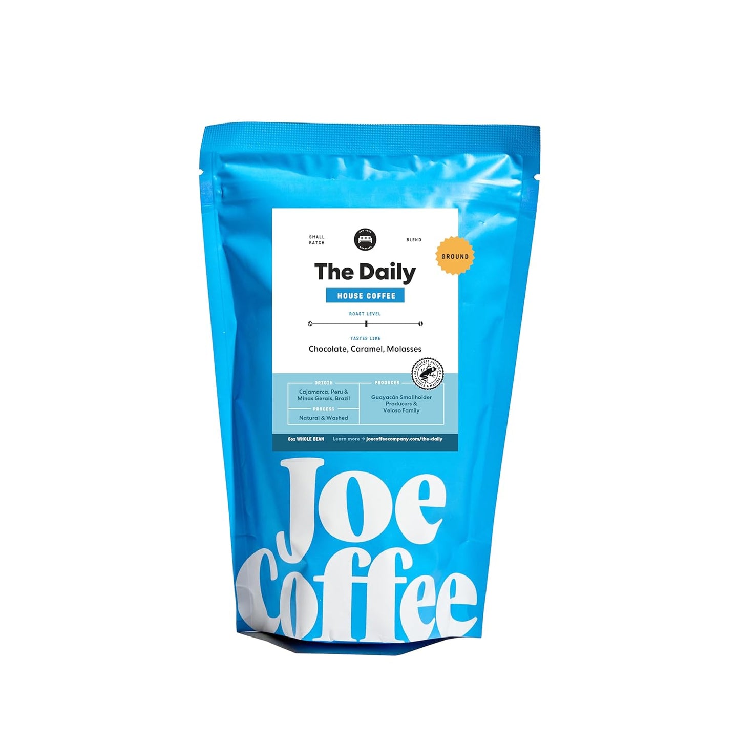 Joe Coffee Company - The Daily Ground Coffee, 6 oz Bag | NYC Roaster, RFA Certified, Kosher, Climate-Friendly, Specialty Grade