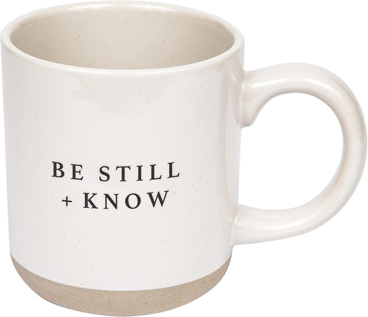 Sweet Water Decor Be Still and Know Mug - Religious Christian Coffee Mug - Inspirational Bible Verse - 14oz Stoneware Coffee Cup - Microwave & Dishwasher Safe