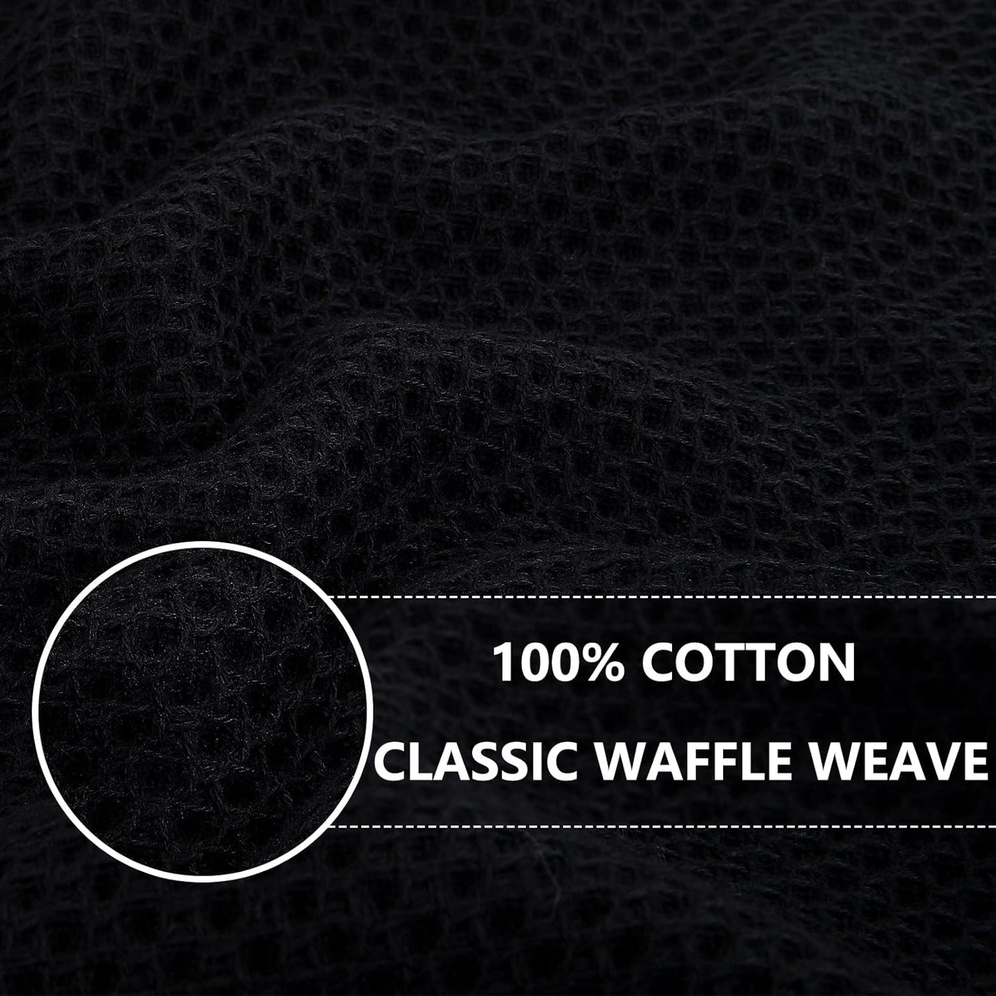 Homaxy 100% Cotton Waffle Weave Kitchen Dish Cloths, Ultra Soft Absorbent Quick Drying Dish Towels, 12 x 12 Inches, 8-Pack, Black