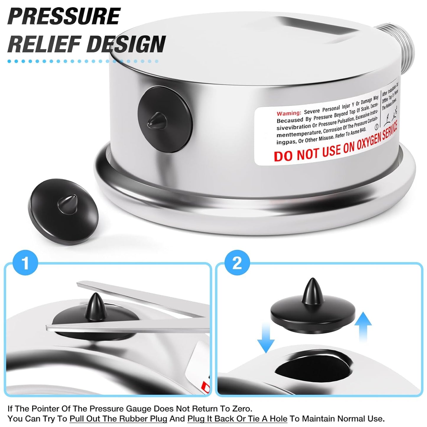 MEANLIN MEASURE 0~50Psi Liquid Filled Pressure Gauge Stainless Steel with 316 Stainless Steel Joint 1/4" NPT 2.5" FACE DIAL for Pool Sand Filter Water Oil Air Pressure Test Lower Mount