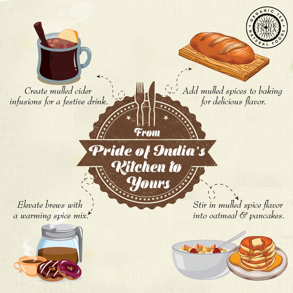 Pride of India | Chai Masala Mulling Spice Mix 6 oz (170 gm) Medium Dual Sifter Jar | Gourmet Spice Mix for Teas & Coffee | Caffeine Free | Authentic Mulling Spice Blend | Vegan & Gluten-Free | Easy to Store