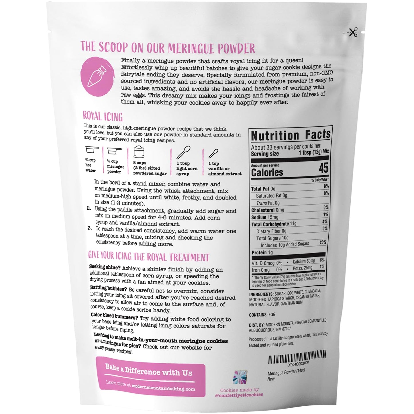 Meringue Powder (14oz) For Royal Icing, Premium Quality, High Egg White Formula, Create Incredible Royal Icing or Frosting for Sugar Cookies, Naturally Flavored, Verified Gluten Free, Non-GMO Sourced