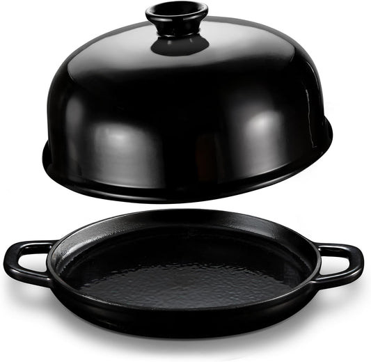 Kook Bread Oven, Sourdough Pan with Lid and Handles, Enameled Cast Iron Pan and Ceramic Lid, For Baking, Cooking, Roasting, Black