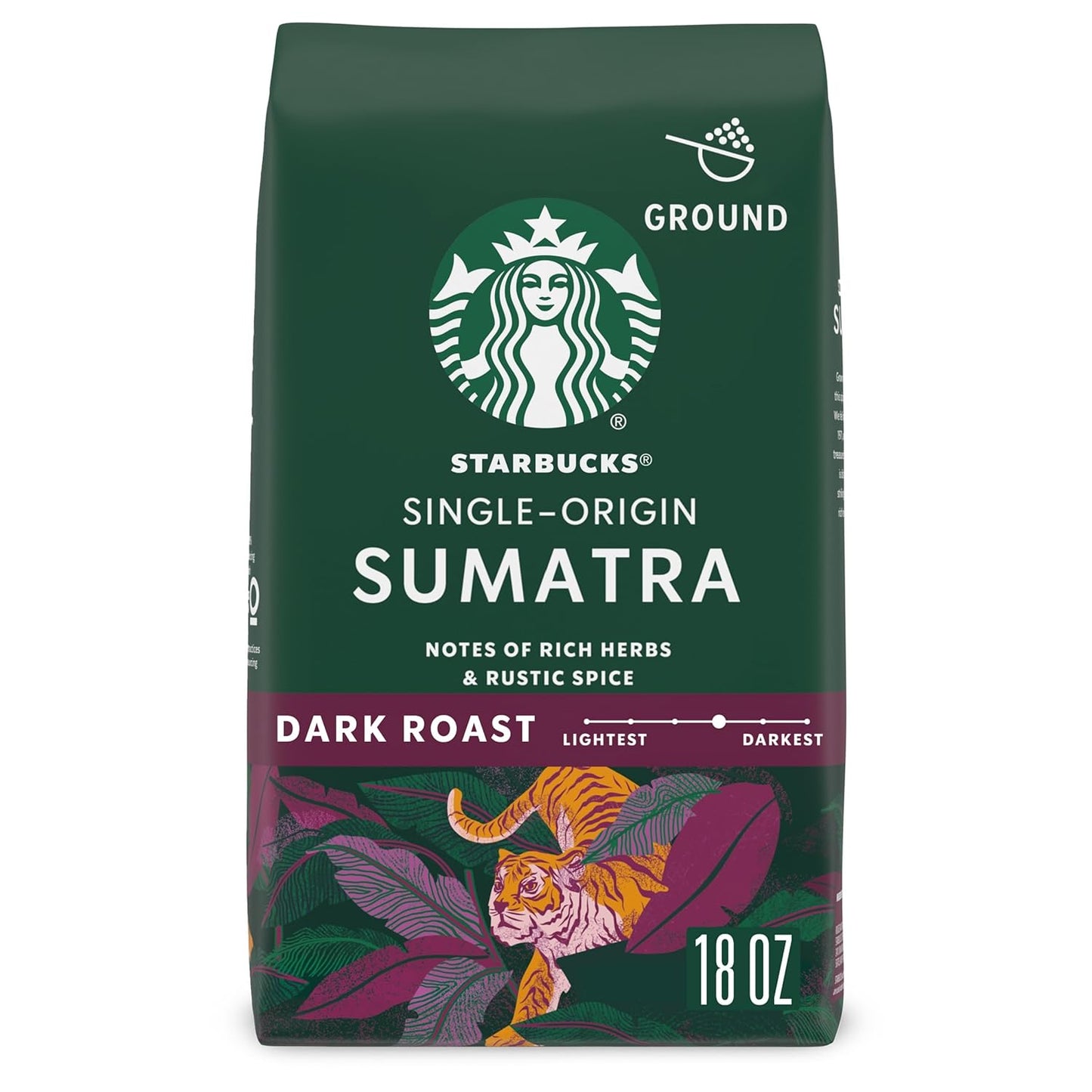 Starbucks Ground Coffee, Dark Roast Coffee, Sumatra, 100% Arabica, 1 bag (18 oz)