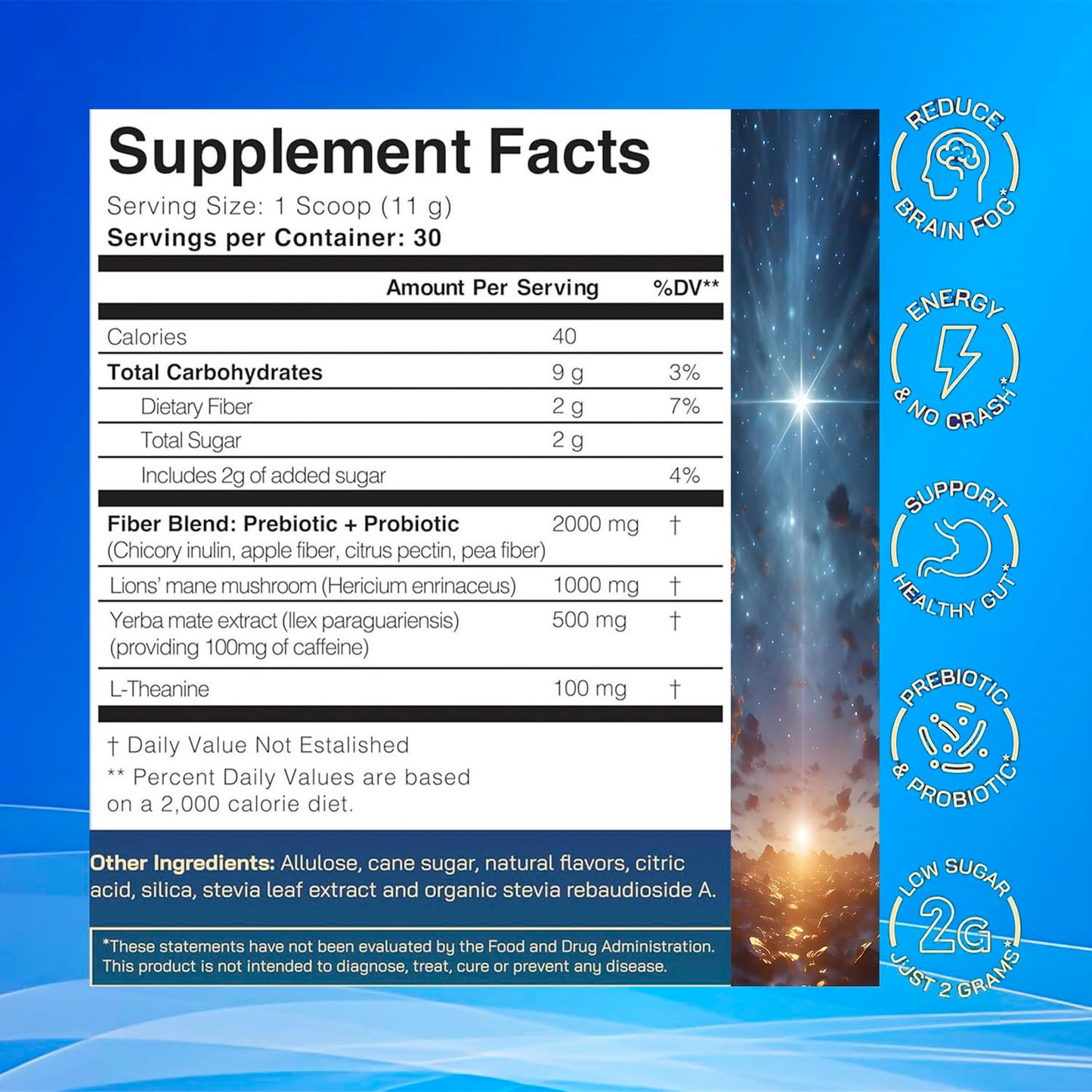 Yerba Mate Instant Tea 3-in-1 Super Drink Mix - Natural Extract， Boost Energy, Focus, Immunity & Gut Health .（30 Servings）