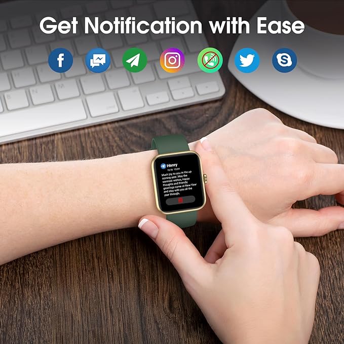 Smart Watch, Fitness Tracker with 45mm Touch Screen, Heart Rate Monitor, Blood Oxygen, Sleep Tracking Fitness Watch 5ATM Waterproof Smartwatch for Women Men Compatible with Android iOS