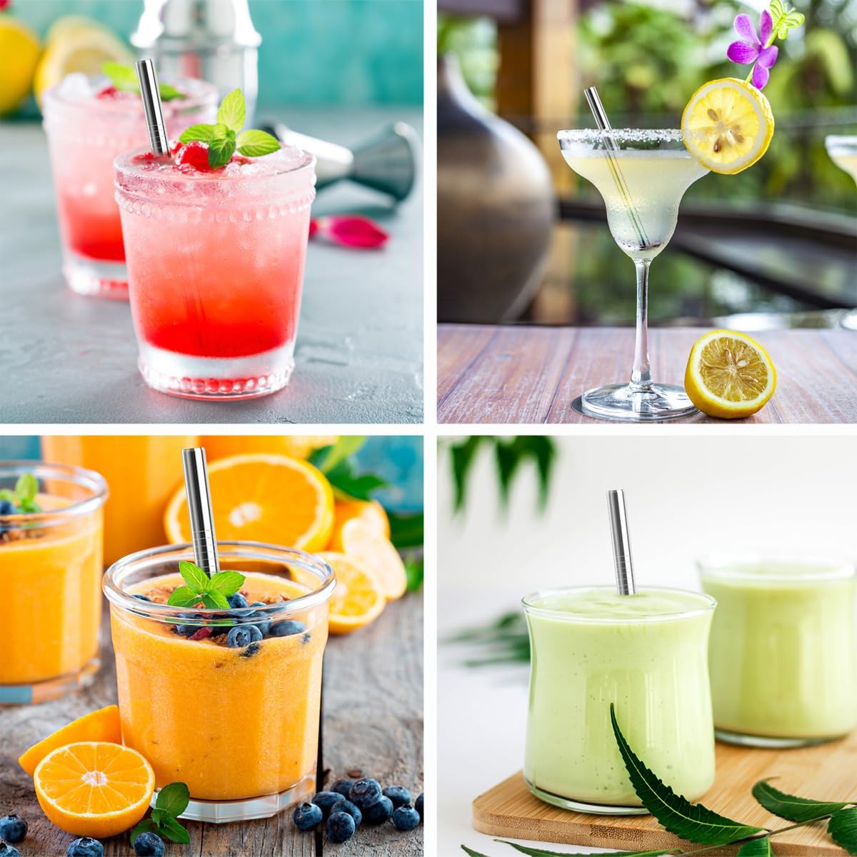 12 Pack 4.7 Inch Extra Short Metal Cocktails Straws, Reusable Stainless Steel Smoothie Drinking Straws with Cleaning Brush for Coffee Mugs, Small Glasses or Cups