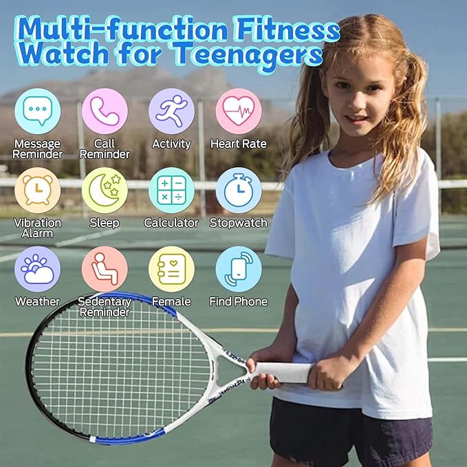 Smart Watch for Kids, Fitness Tracker with Pedometer, 100+ Sport Modes, Heart Rate, Sleep Monitor, Spo2, Calorie Step Counter, Fitness Watch 1.75"HD, Birthday Gifts for Girls Boys Teens 5-16 Blue