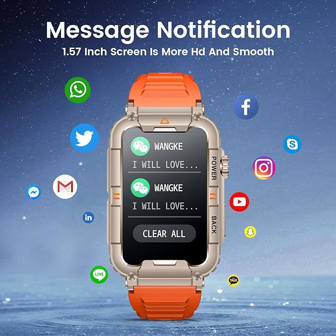 Smartwatch for Men Fitness Tracker Watch: Smart Watch with Answer/Make Call Heart Rate Blood Pressure Sleep Monitor Step Counter 100+ Sports Modes Waterproof 1.57" Activity Trackers for Android iOS