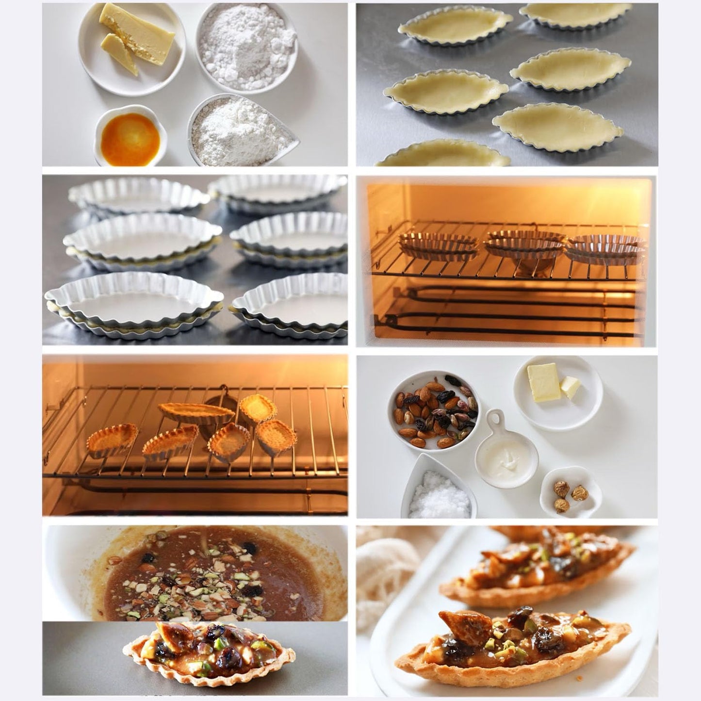 10PCS Egg Tart Pan Boat Shape, Aluminum Small Fluted Oval Tart Mold, Boat Molder for Baking Wavy Tartlet, Fruit Tats, Quiches - Silver