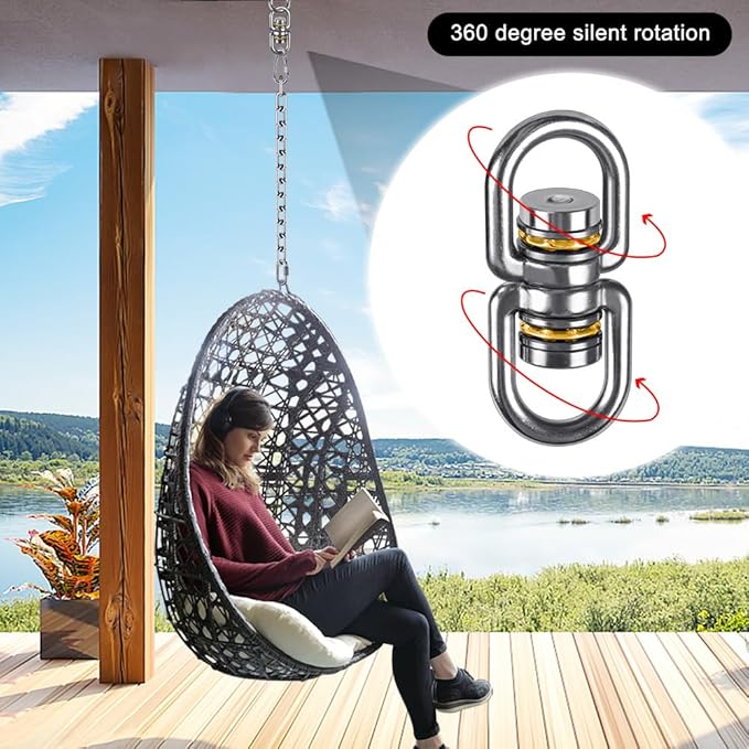 SELEWARE Bearing Swing Swivel, 360° Rotational Device Hanging Accessory for Web Tree Swing, Hammock Chair, Climbing Rope, Aerial Yoga, Kids Swing Swivel, Hold Up to 1200LB, 2 Pack