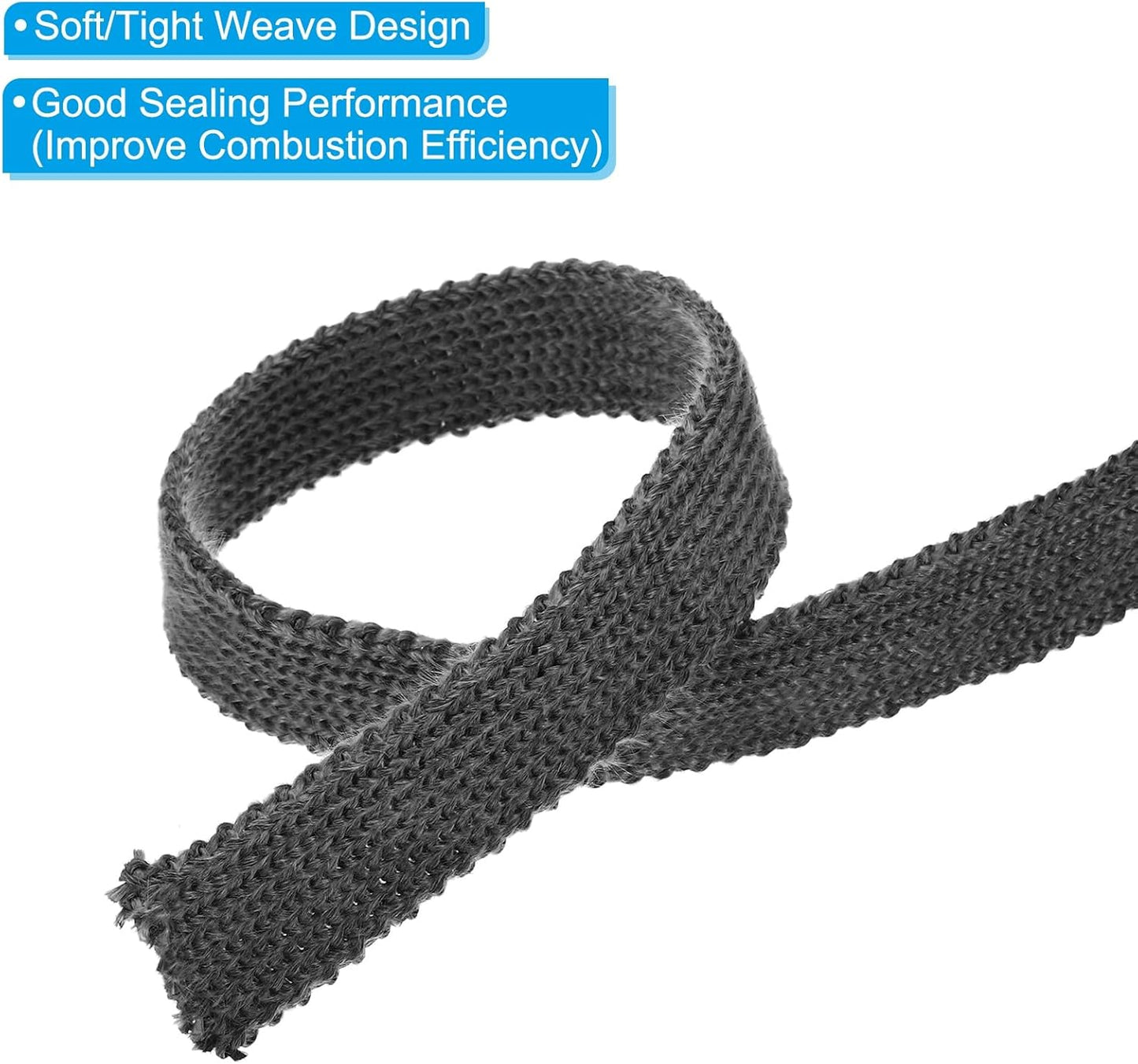 PATIKIL Wood Stove Gasket, 2Pcs 1" x 1/8" x 73" Flat Graphite Fiberglass High-Temperature Resistance Seal Rope for Stoves Fireplace Door, Black