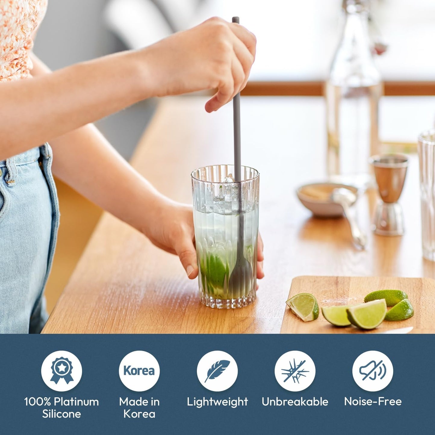 carrotez 9.9" Silicone coffee stirrer, Long Reusable Coffee Spoon for Iced Tea, Multipurpose Beverage Stirring Spoon - Cocoa Brown