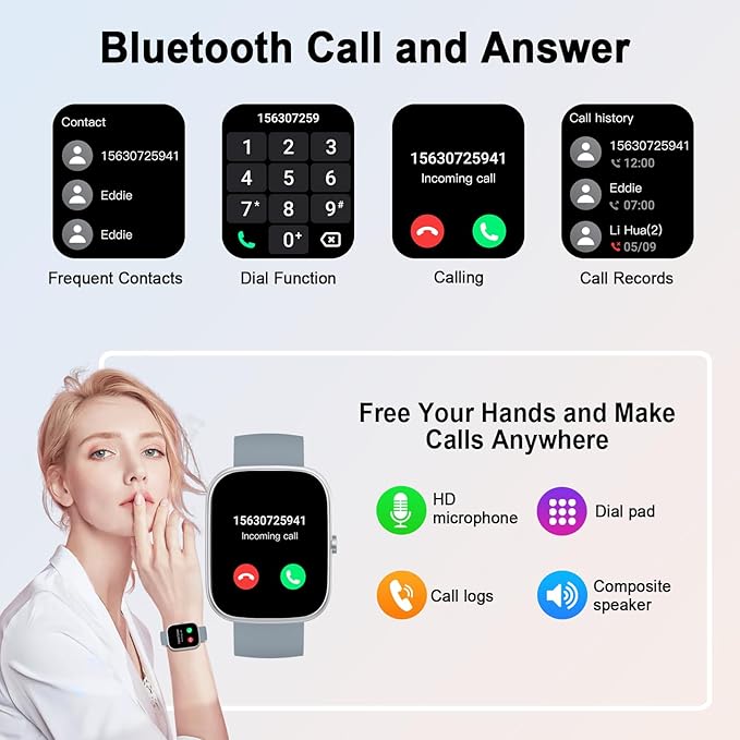 Smart Watch, 1.91" HD 2025 Smartwatch for Men Women (Answer/Make Call), 112+ Sports IP68 Waterproof Fitness Watch, Heart Rate/Sleep Monitor/Pedometer/Calories, Activity Tracker for Android iOS