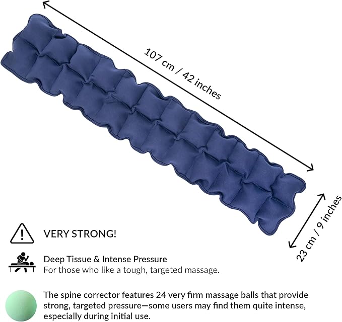 Spine Corrector for Back Decompression | 24 Very Firm Massage Balls for Deep Tissue Pressure | Spine Stretcher for Alignment & Posture | Decompression Back Stretcher | Body Alignment | Acupressure