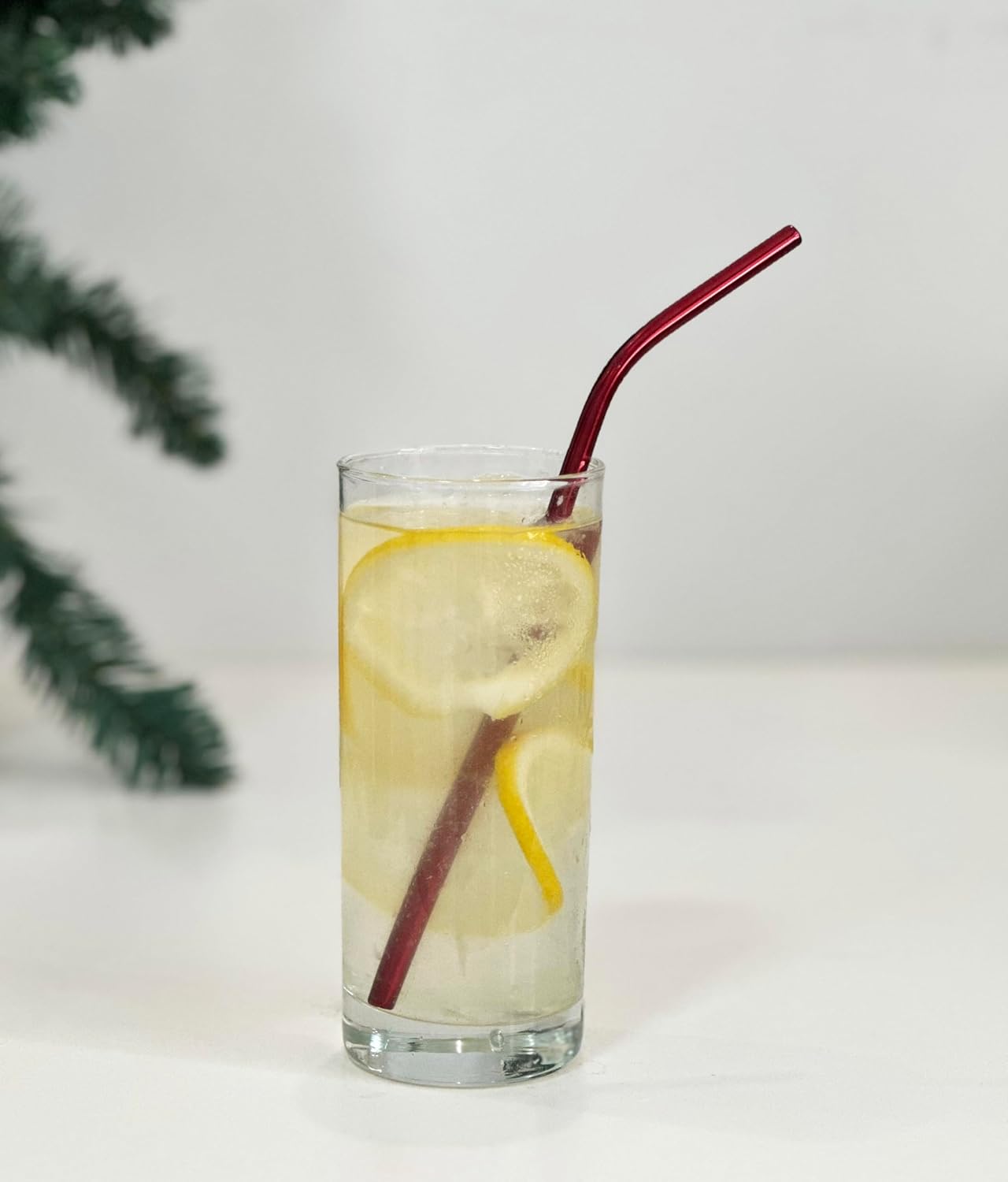 10 Pcs Stainless Steel Straws, Reusable Drinking Straws, 5 Straight + 5 Bent Metal Straws Set With 2 Pcs Cleaning Brushes (Red, 8.5 Inch)