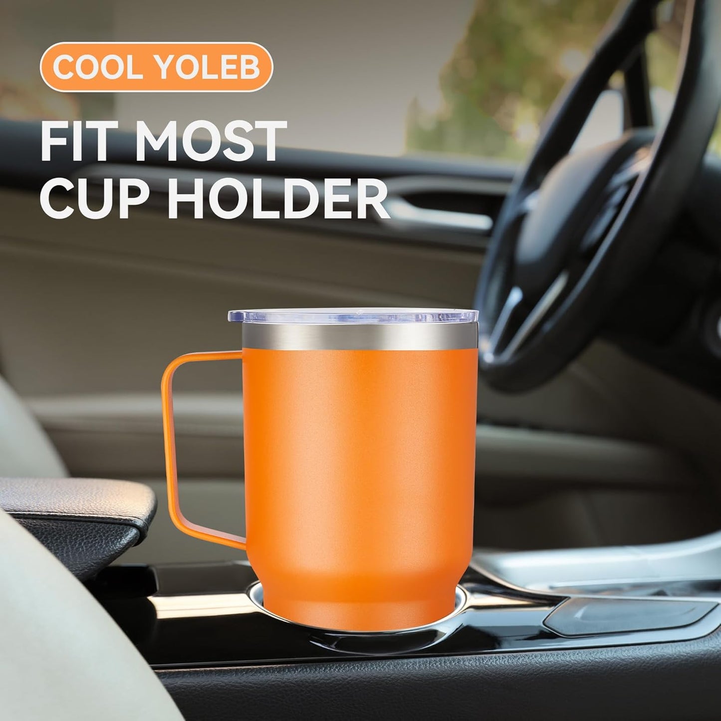 30 oz Tumbler with Handle and Lid, Stainless Steel Tumblers Bulk Double Wall Vacuum Insulated Travel Mug Leak Proof Cup Keep Drinks Cold and Hot Orange, 12 Pack