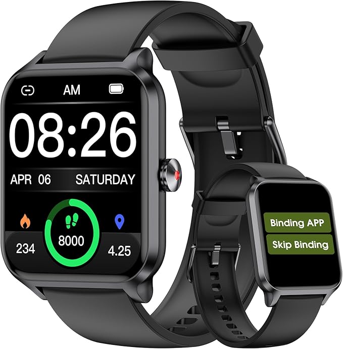 Smart Watch No App/Phone Required,42mm Smartwatch for Women Men,Fitness Tracker Watch with Heart Rate Monitor,Sleep Tracker,Pedometer,Step Counter,IP68 Waterproof, for Android iOS Phones