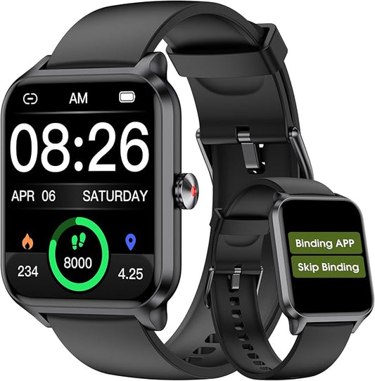 Smart Watch No App/Phone Required,42mm Smartwatch for Women Men,Fitness Tracker Watch with Heart Rate Monitor,Sleep Tracker,Pedometer,Step Counter,IP68 Waterproof, for Android iOS Phones