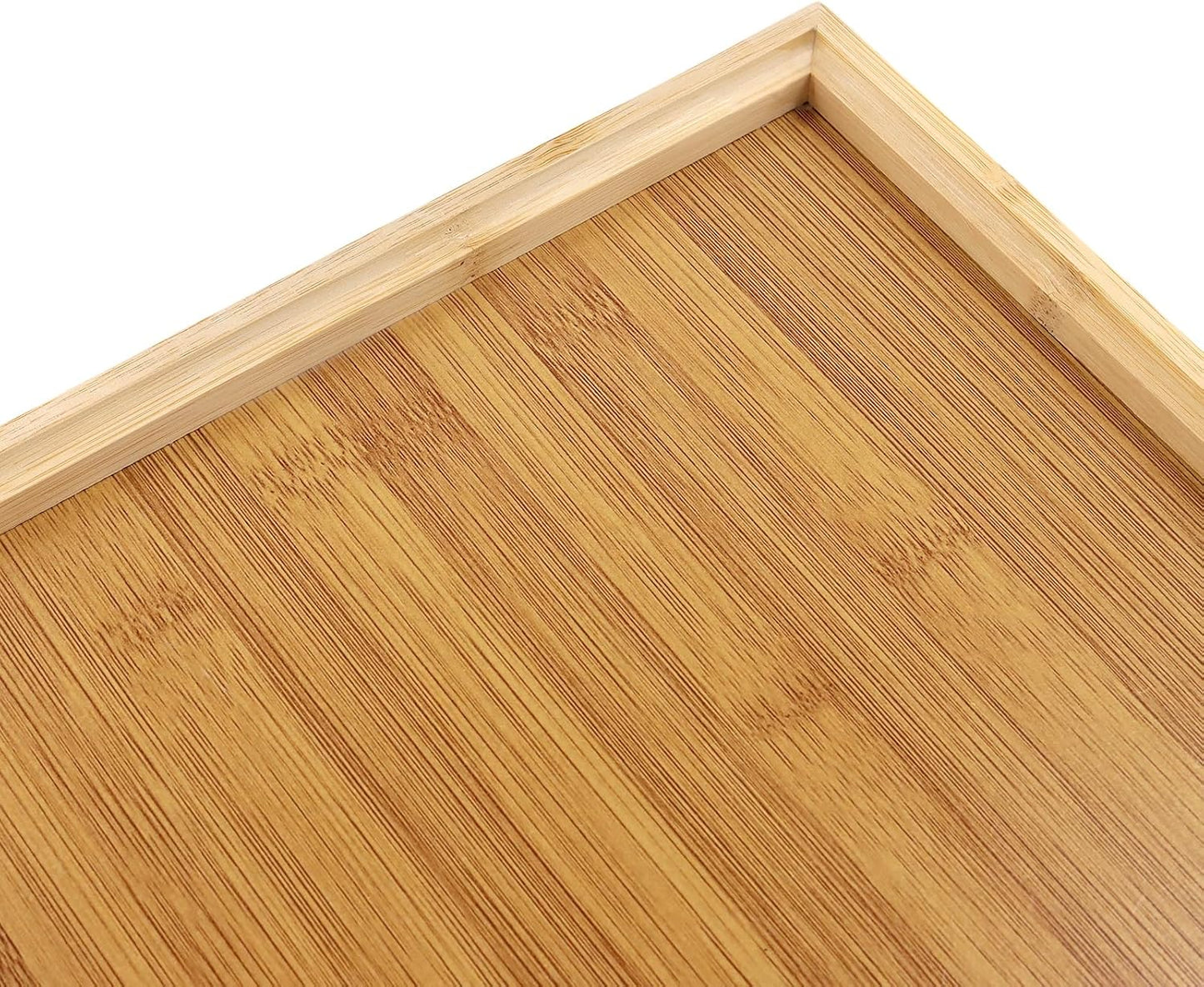 SEUNMUK 3 Pack Rectangular Bamboo Serving Tray, Natural Bamboo Tray for Serving Food, Snack, 14.6 x 10 x 1 Inch