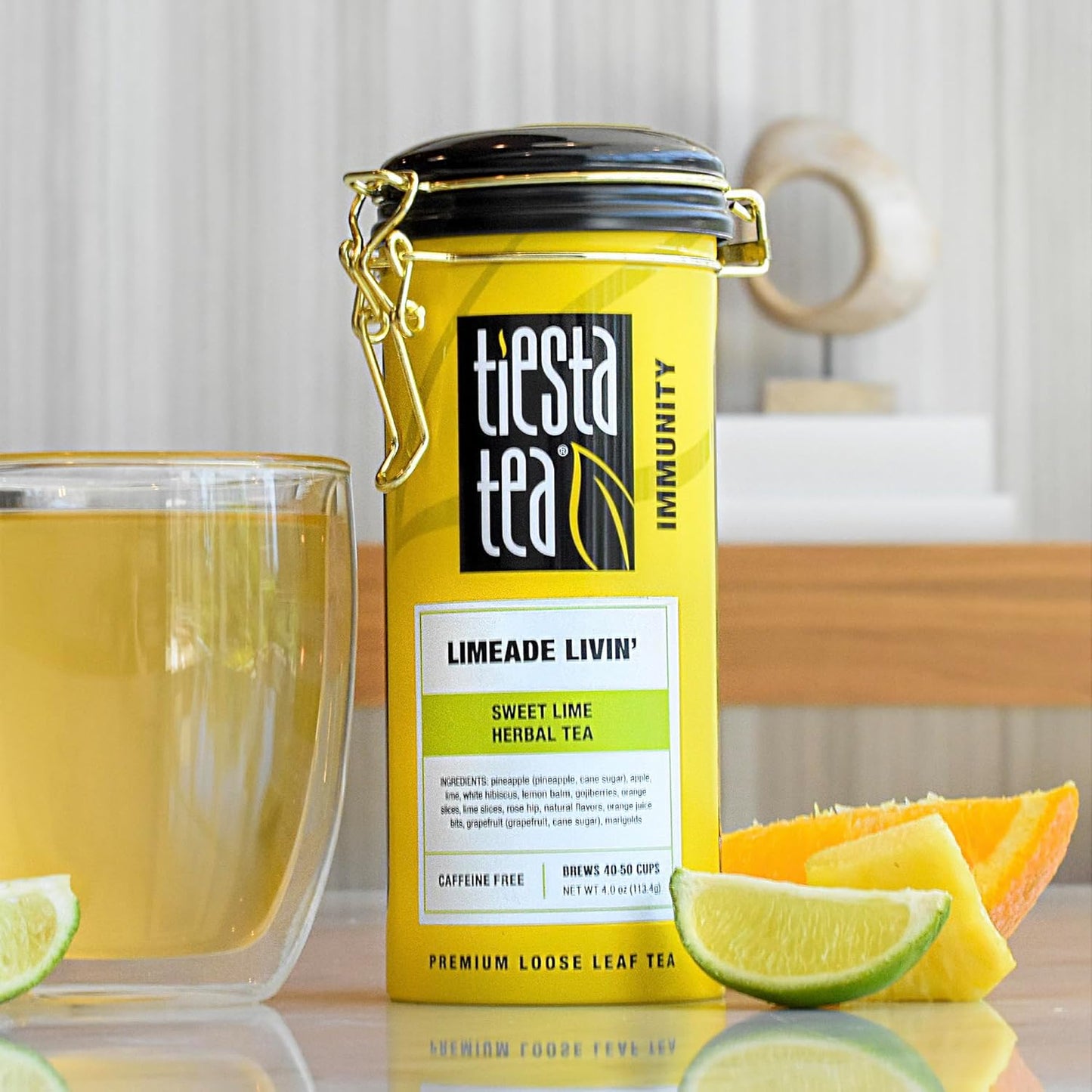 Tiesta Tea - Limeade Livin, Loose Leaf, Sweet Lime Herbal Tea, Non-Caffeinated Fruit Blend, Makes Hot or Iced & Up to 50 Cups, 4oz Refillable Tin